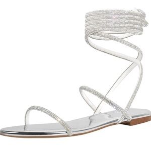 Chrome & Rhinestone Lace-up Women's Sandals